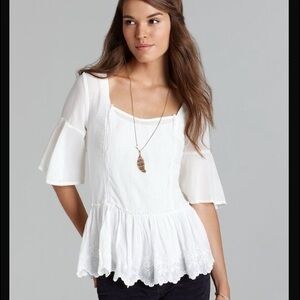 Free People White Peplum Blouse